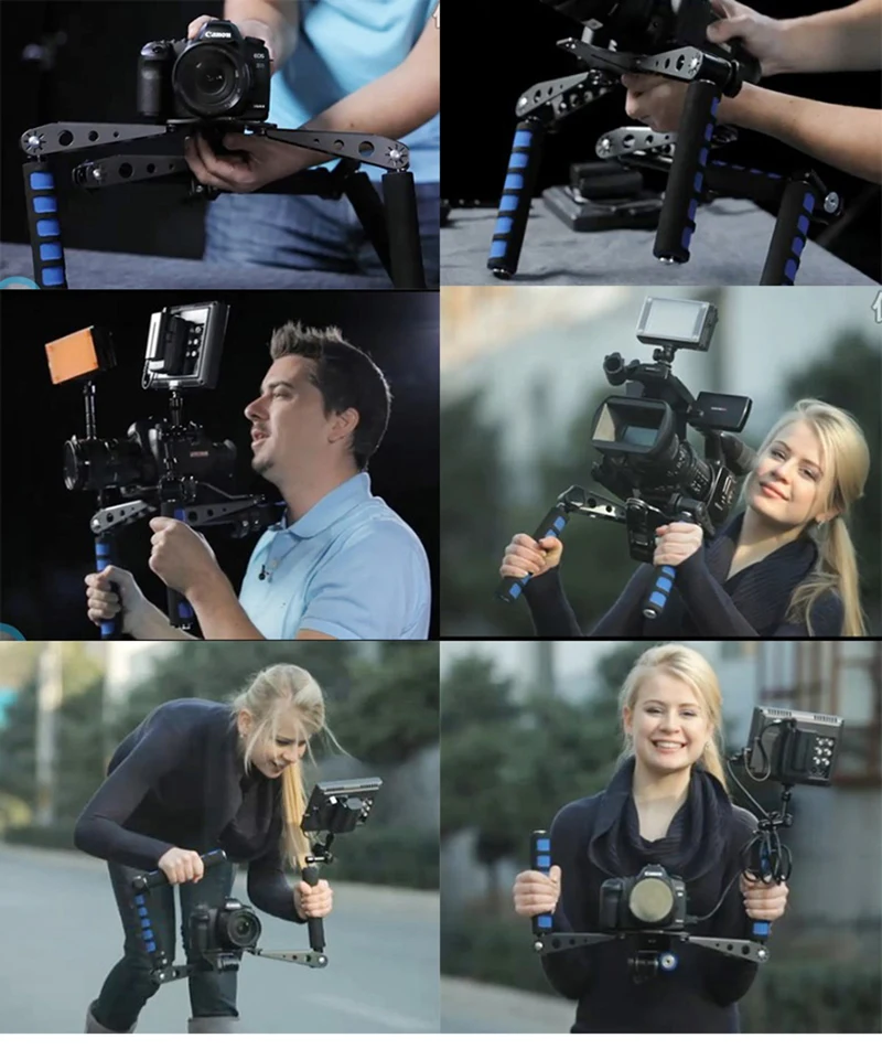 Camera Hand Grip Dual Handheld Stabilizer Shoulder Holder Bracket Stand Camera Accessories for Canon Nikon SONY Pentax Panasonic